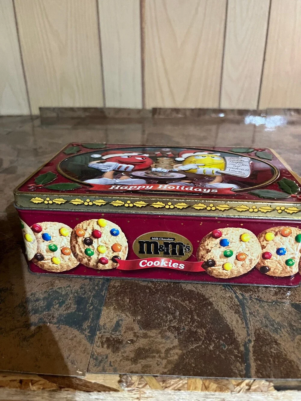M&M's Milk Chocolate Cookies Metal Tin Holiday Collectible Cookie